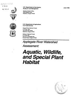 Aquatic, Wildlife, and Special Plant Habitat