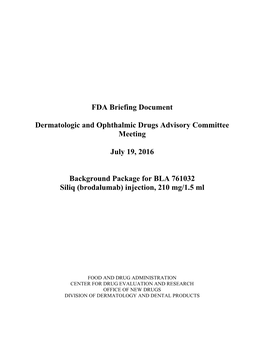 FDA Briefing Document Dermatologic and Ophthalmic Drugs Advisory