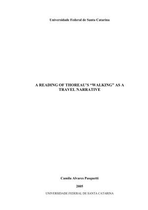 A Reading of Thoreau's “Walking” As a Travel