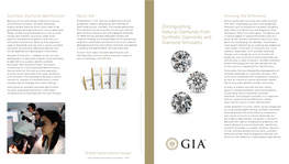 Distinguishing Natural Diamonds from Synthetic Diamonds and Diamond