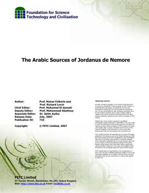 The Arabic Sources of Jordanus De Nemore