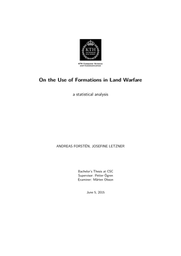 On the Use of Formations in Land Warfare