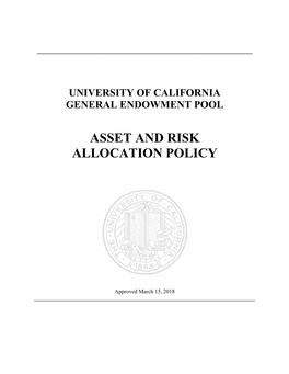 Asset and Risk Allocation Policy