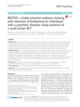BEATVIC, a Body-Oriented Resilience Training with Elements of Kickboxing for Individuals with a Psychotic Disorder: Study Protocol of a Multi-Center RCT Elisabeth C