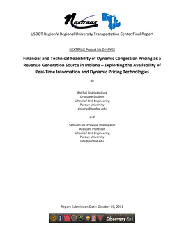 Financial and Technical Feasibility of Dynamic Congestion Pricing As A