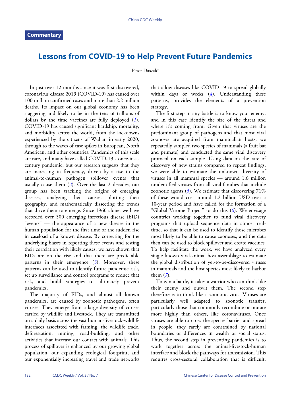 Lessons from COVID-19 to Help Prevent Future Pandemics