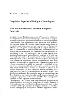 Cognitive Aspects of Religious Ontologies: How Brain Processes