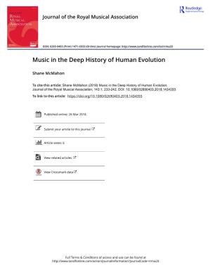 Music in the Deep History of Human Evolution
