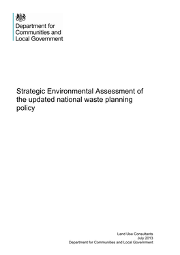 Strategic Environmental Assessment of the Revised National Waste Planning Policy