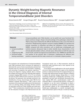 Dynamic Weight-Bearing Magnetic Resonance in the Clinical Diagnosis of Internal Temporomandibular Joint Disorders