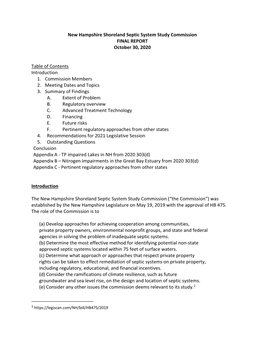 NH Shoreland Septic System Study Commission Final Report