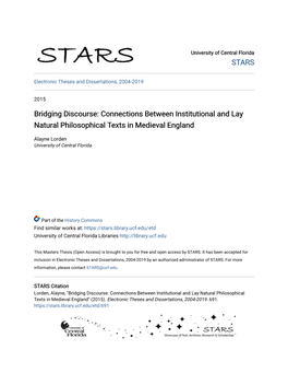 Connections Between Institutional and Lay Natural Philosophical Texts in Medieval England