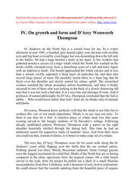 IV. on Growth and Form and D'arcy Wenworth Thompson