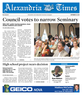 SEPTEMBER 19, 2019 Council Votes to Narrow Seminary with 100+ Public Hearing Speakers, Issue Divides Residents and Council