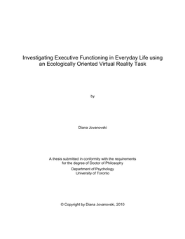 Investigating Executive Functioning in Everyday Life Using an Ecologically Oriented Virtual Reality Task