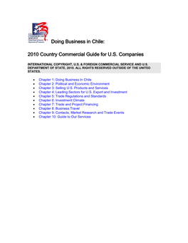 Doing Business in Chile: 2010 Country Commercial Guide for US