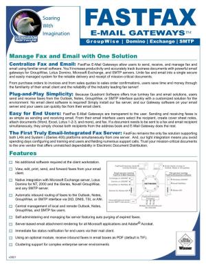 E-MAIL GATEWAYSTM Groupwise | Domino | Exchange | SMTP