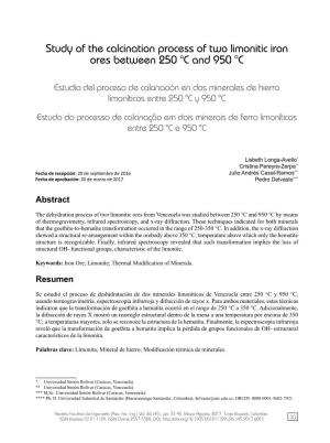 Study of the Calcination Process of Two Limonitic Iron Ores Between 250 °C and 950 °C