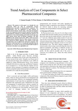 Trend Analysis of Cost Components in Select Pharmaceutical Companies