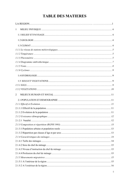 Table Des Matieres