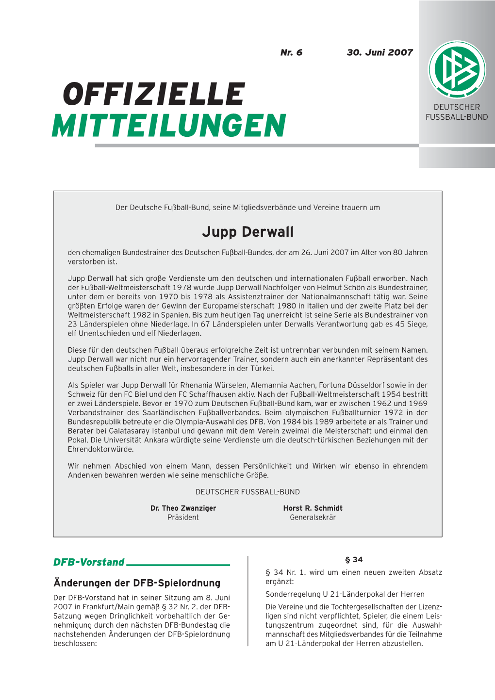 Offizielle Mitteilungen Nr. 6