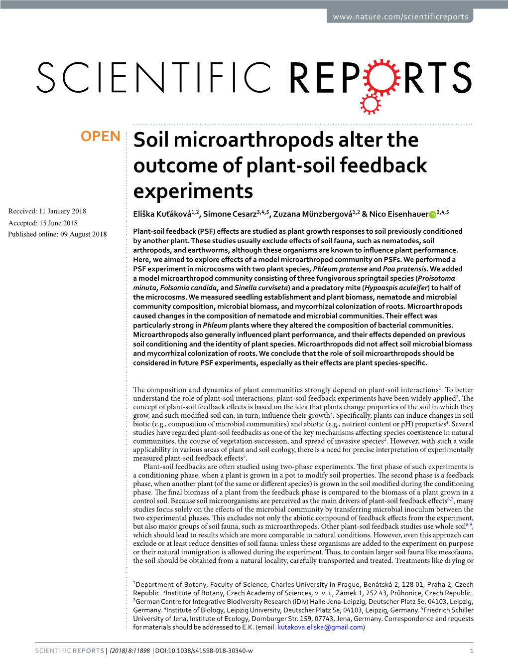 Soil Microarthropods Alter the Outcome of Plant-Soil Feedback