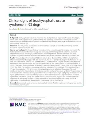 Clinical Signs of Brachycephalic Ocular Syndrome in 93 Dogs Joana Costa1* , Andrea Steinmetz2 and Esmeralda Delgado3