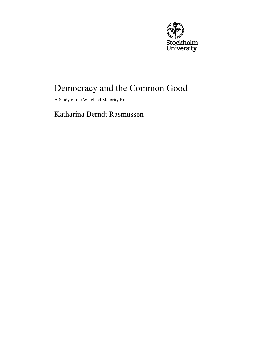 Democracy and the Common Good FINAL