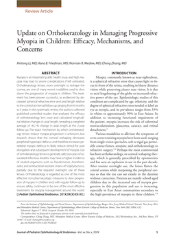 Update on Orthokeratology in Managing Progressive Myopia in Children: Efficacy, Mechanisms, and Concerns
