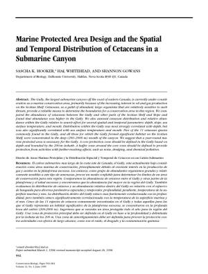 Marine Protected Area Design and the Spatial and Temporal Distribution of Cetaceans in a Submarine Canyon