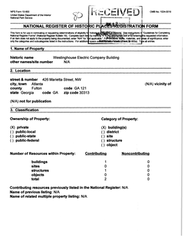 NATIONAL REGISTER of HISTO PL a FORM 1. Name of Property 2