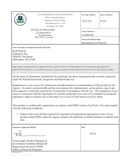 US EPA, Pesticide Product Label, Bromethalin Soft Bait II,08/02/2021