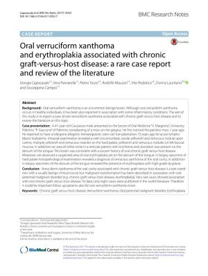 Oral Verruciform Xanthoma and Erythroplakia Associated With