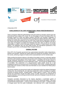 International Press Freedom Mission to Hungary