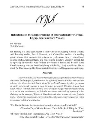 Reflections on the Mainstreaming of Intersectionality: Critical Engagement and New Visions