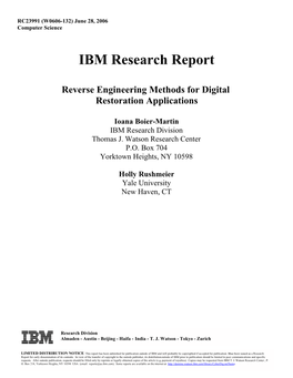 IBM Research Report Reverse Engineering Methods for Digital