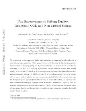 Non-Supersymmetric Seiberg Duality, Orientifold QCD and Non-Critical Strings