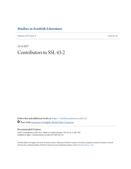 Contributors to SSL 43:2