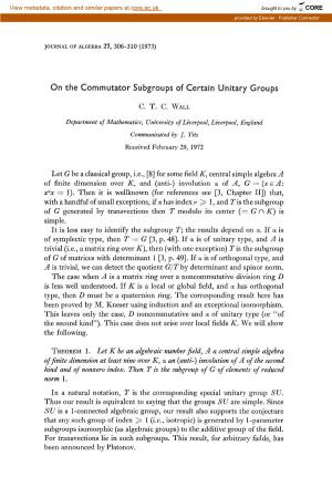 On the Commutator Subgroups of Certain Unitary Groups