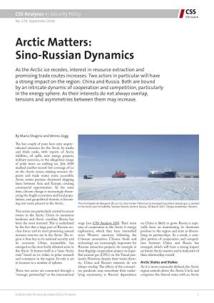 Arctic Matters: Sino-Russian Dynamics