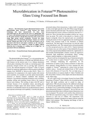 Microfabrication in Foturan™ Photosensitive Glass Using Focused Ion Beam