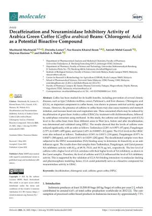(Coffea Arabica) Beans: Chlorogenic Acid As a Potential Bioactive Compound
