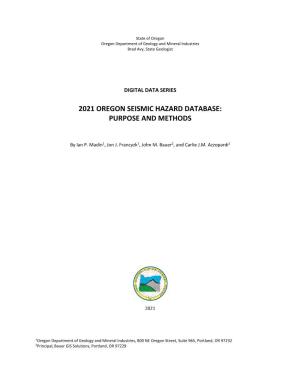 2021 Oregon Seismic Hazard Database: Purpose and Methods