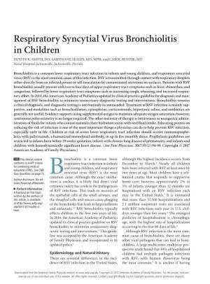 Respiratory Syncytial Virus Bronchiolitis in Children DUSTIN K