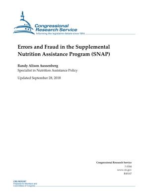 Errors and Fraud in the Supplemental Nutrition Assistance Program (SNAP)