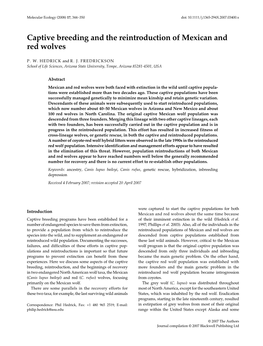 Captive Breeding and the Reintroduction