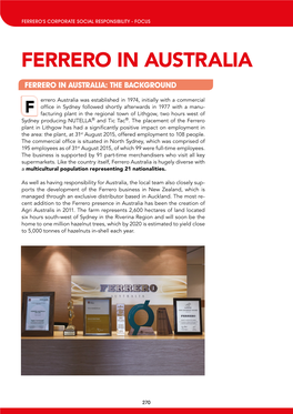 Ferrero in Australia Ferrero in Australia: the Background