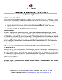 Consumer Information - Financial Aid and Understanding Your Award