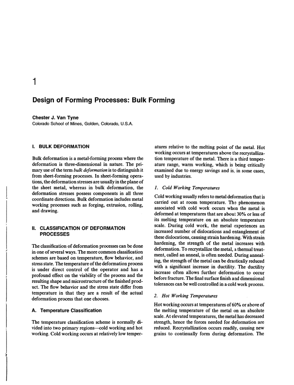 Design of Forming Processes: Bulk Forming