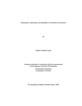 Citizenship, Authorship, and Disability in Cervantes and Scarron By